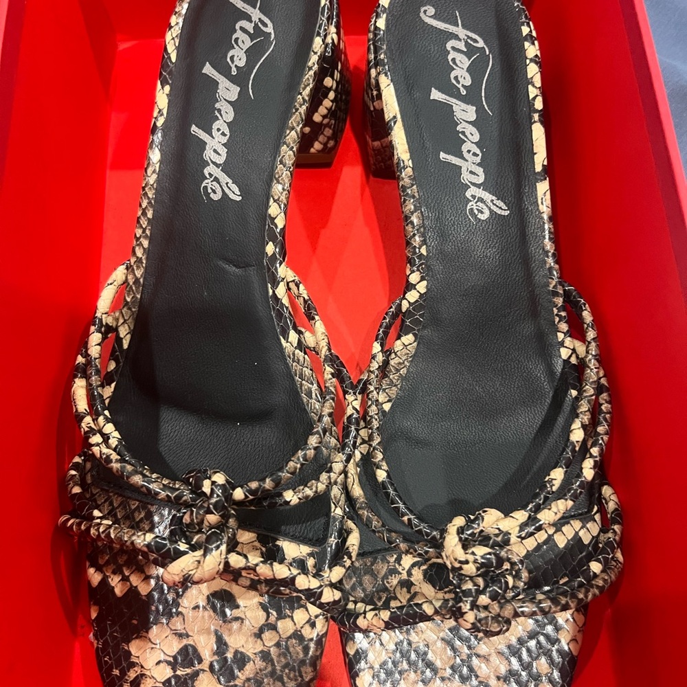 Free People Snakeskin Black and Tan Heels